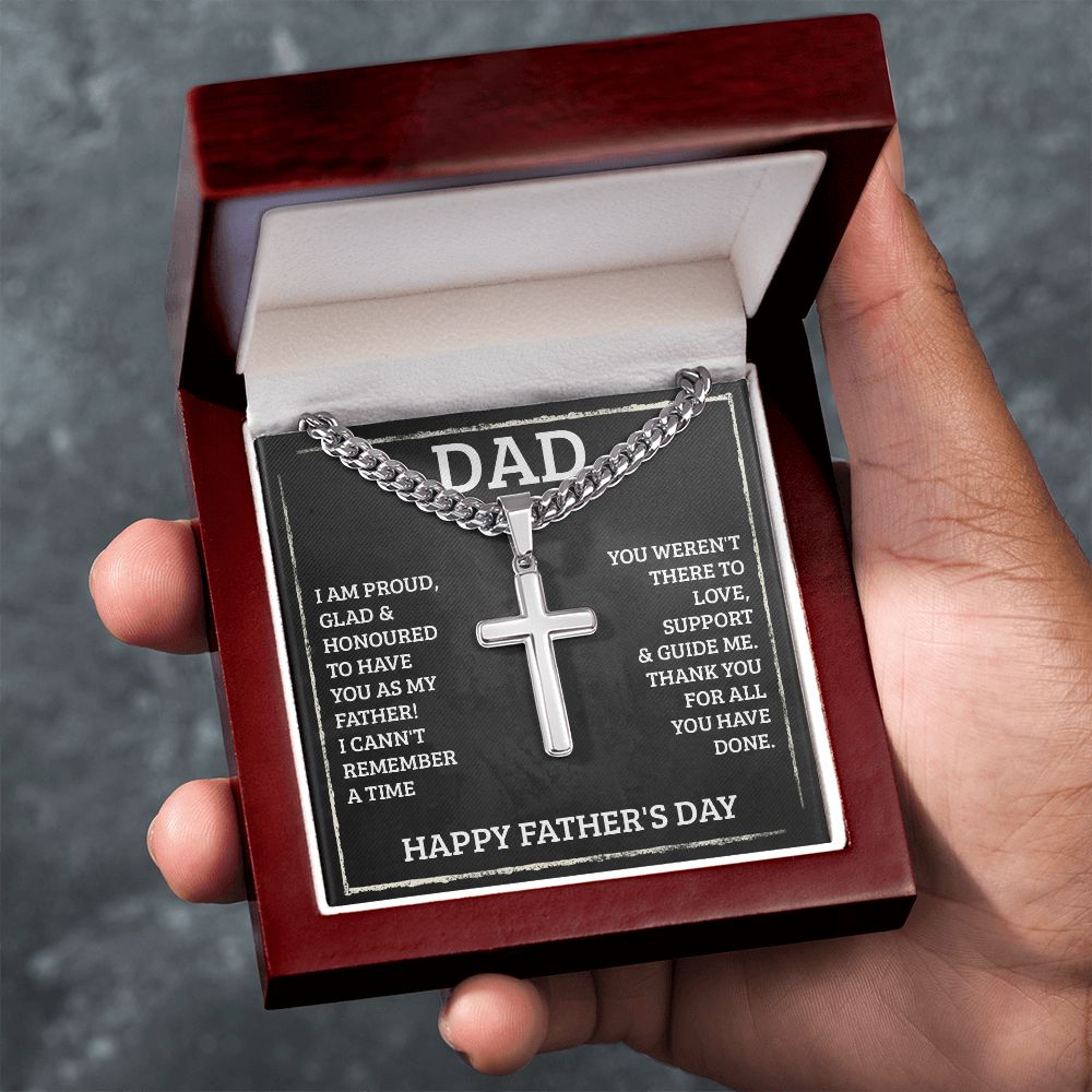 Dad - I'm proud Personalized Dad Cross Necklace, Father Necklace Father's Day Gift, Christian Gift For Dad, Father Son Necklace - Serbachi