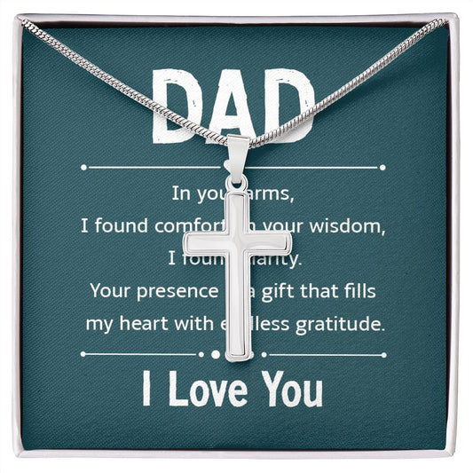 dad - in your arms Dad Cross Necklace, Father Cross Necklace Father's Day Gift, Christian Gift For Dad, Father Son Cross Necklace - Serbachi
