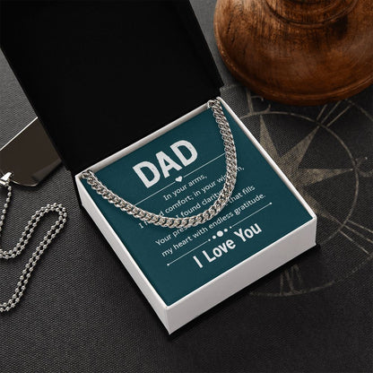 dad - in your arms Dad Cuban Chain Necklace, Father Necklace Father's Day Gift, Christian Gift For Dad, Father Son Necklace - Serbachi