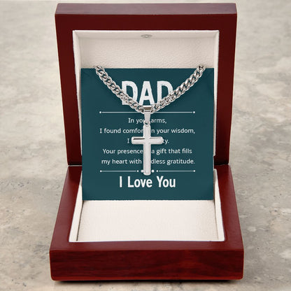 dad - in your arms Personalized Dad Cross Necklace, Father Necklace Father's Day Gift, Christian Gift For Dad, Father Son Necklace - Serbachi