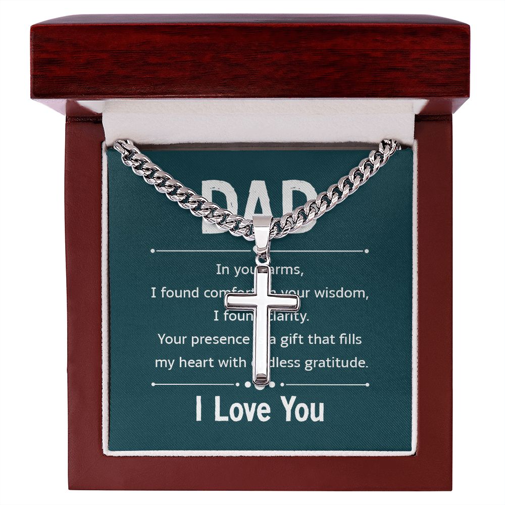 dad - in your arms Personalized Dad Cross Necklace, Father Necklace Father's Day Gift, Christian Gift For Dad, Father Son Necklace - Serbachi