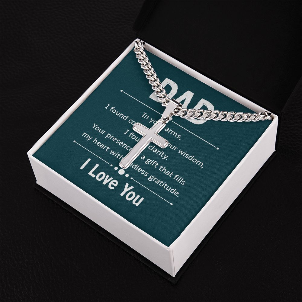 dad - in your arms Personalized Dad Cross Necklace, Father Necklace Father's Day Gift, Christian Gift For Dad, Father Son Necklace - Serbachi