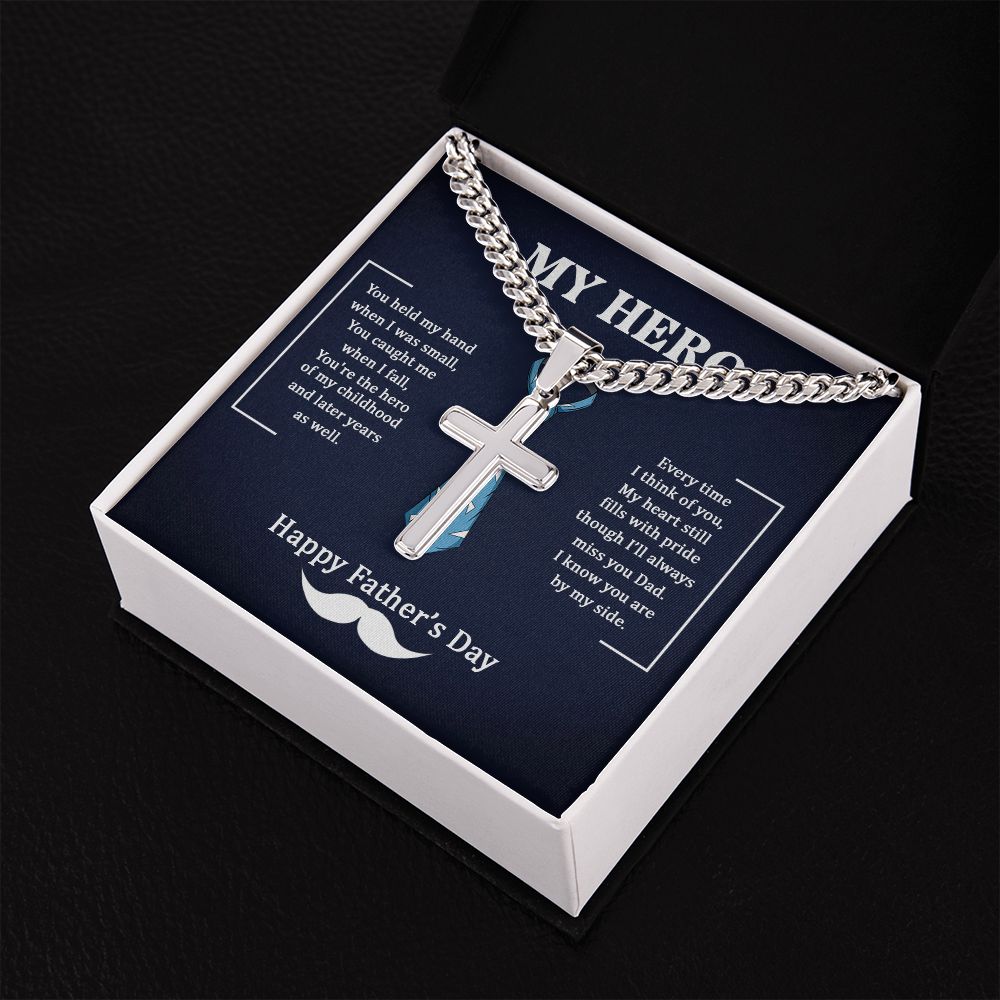 Dad my Hero Dad Cross Necklace, Father Necklace Father's Day Gift, Christian Gift For Dad, Father Son Cross Necklace - Serbachi