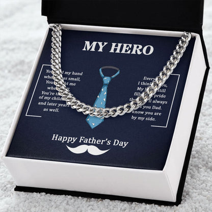 Dad my Hero Dad Cuban Chain Necklace, Father Necklace Father's Day Gift, Christian Gift For Dad, Father Son Necklace - Serbachi