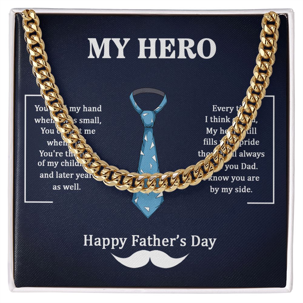 Dad my Hero Dad Cuban Chain Necklace, Father Necklace Father's Day Gift, Christian Gift For Dad, Father Son Necklace - Serbachi