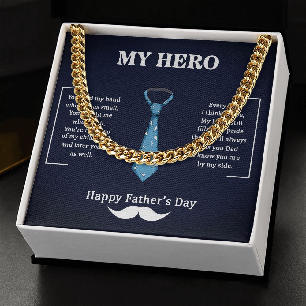 Dad my Hero Dad Cuban Chain Necklace, Father Necklace Father's Day Gift, Christian Gift For Dad, Father Son Necklace - Serbachi