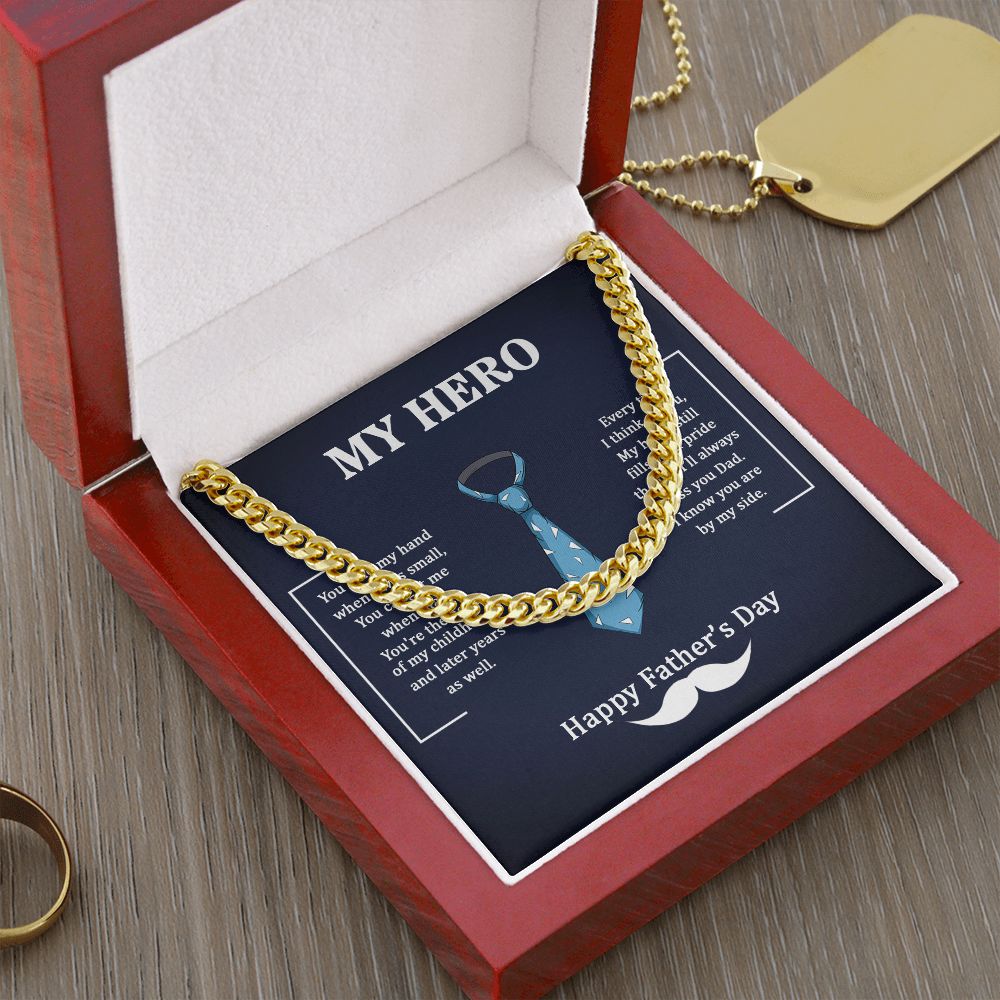 Dad my Hero Dad Cuban Chain Necklace, Father Necklace Father's Day Gift, Christian Gift For Dad, Father Son Necklace - Serbachi