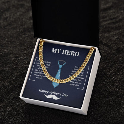 Dad my Hero Dad Cuban Chain Necklace, Father Necklace Father's Day Gift, Christian Gift For Dad, Father Son Necklace - Serbachi