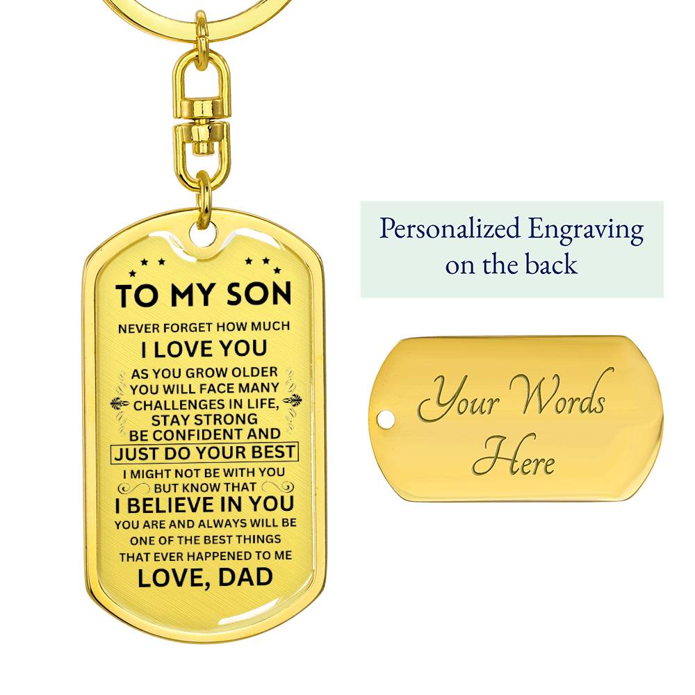 Dad To Son - Just Do Your Best Personalized Silver Keychain - Serbachi