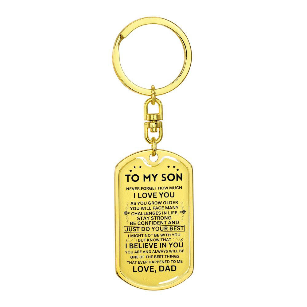 Dad To Son - Just Do Your Best Personalized Silver Keychain - Serbachi