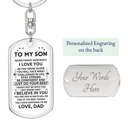 Dad To Son - Just Do Your Best Personalized Silver Keychain - Serbachi