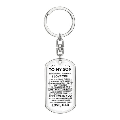 Dad To Son - Just Do Your Best Personalized Silver Keychain - Serbachi