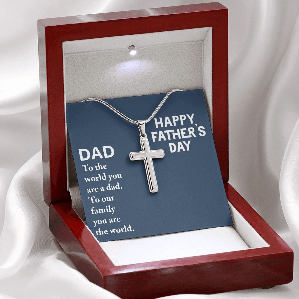 Dad - to the world you are a Dad Cross Necklace, Father Cross Necklace Father's Day Gift, Christian Gift For Dad, Father Son Cross Necklace - Serbachi