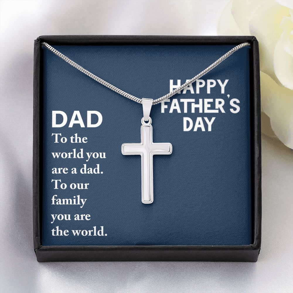 Dad - to the world you are a Dad Cross Necklace, Father Cross Necklace Father's Day Gift, Christian Gift For Dad, Father Son Cross Necklace - Serbachi