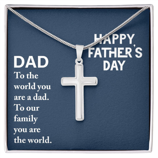Dad - to the world you are a Dad Cross Necklace, Father Cross Necklace Father's Day Gift, Christian Gift For Dad, Father Son Cross Necklace - Serbachi