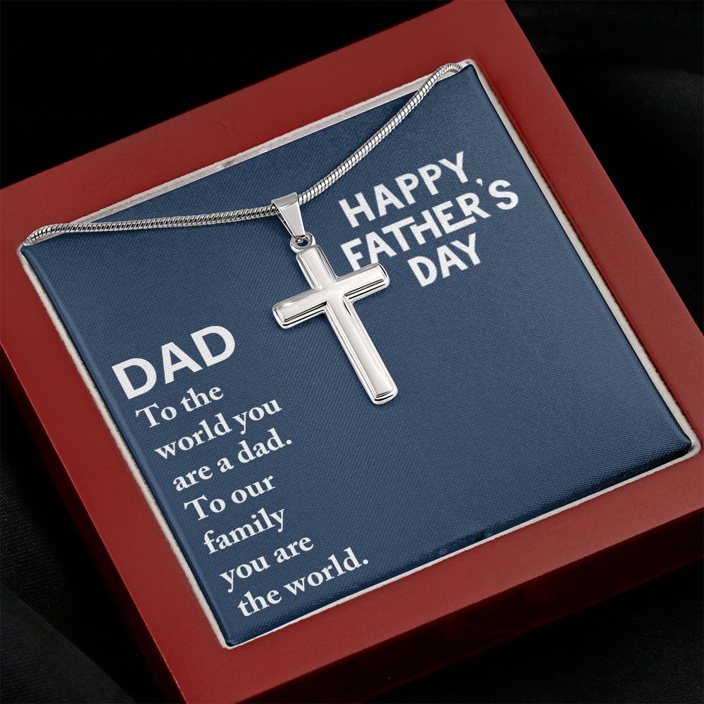 Dad - to the world you are a Dad Cross Necklace, Father Cross Necklace Father's Day Gift, Christian Gift For Dad, Father Son Cross Necklace - Serbachi