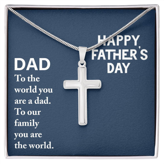 Dad - to the world you are a Dad Cross Necklace, Father Cross Necklace Father's Day Gift, Christian Gift For Dad, Father Son Cross Necklace - Serbachi
