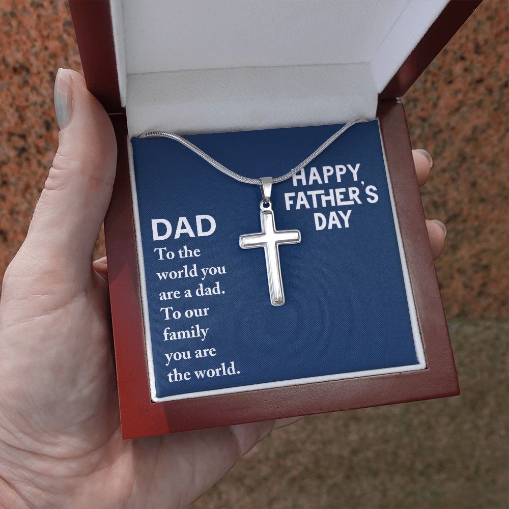 Dad - to the world you are a Dad Cross Necklace, Father Cross Necklace Father's Day Gift, Christian Gift For Dad, Father Son Cross Necklace - Serbachi