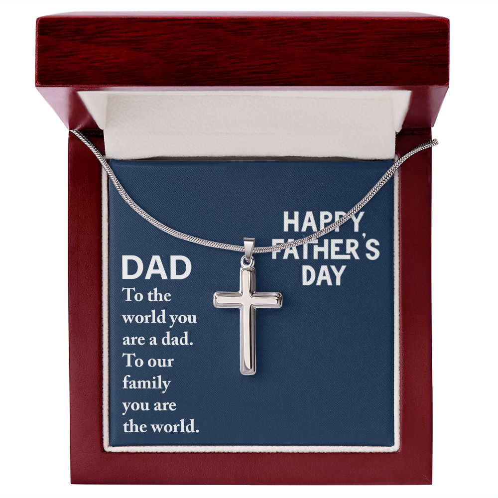 Dad - to the world you are a Dad Cross Necklace, Father Cross Necklace Father's Day Gift, Christian Gift For Dad, Father Son Cross Necklace - Serbachi