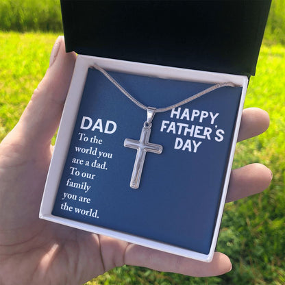 Dad - to the world you are a Dad Cross Necklace, Father Cross Necklace Father's Day Gift, Christian Gift For Dad, Father Son Cross Necklace - Serbachi