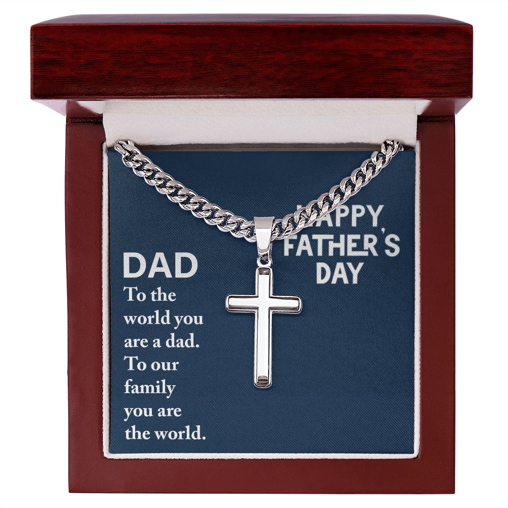 Dad - to the world you are a Dad Cross Necklace, Father Necklace Father's Day Gift, Christian Gift For Dad, Father Son Cross Necklace - Serbachi