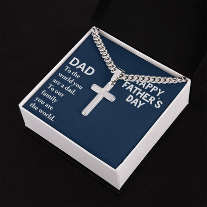 Dad - to the world you are a Dad Cross Necklace, Father Necklace Father's Day Gift, Christian Gift For Dad, Father Son Cross Necklace - Serbachi