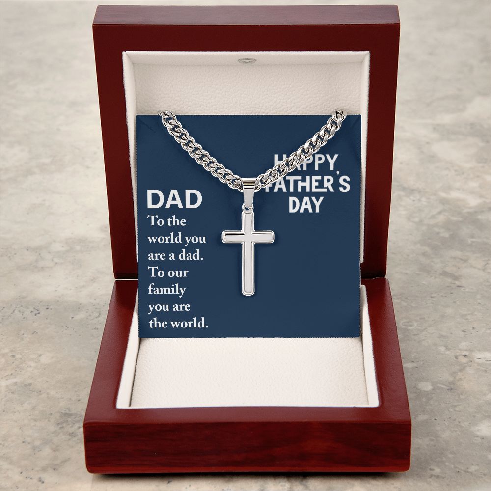 Dad - to the world you are a Dad Cross Necklace, Father Necklace Father's Day Gift, Christian Gift For Dad, Father Son Cross Necklace - Serbachi