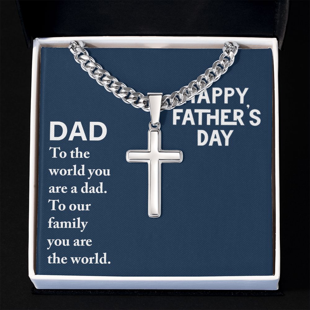 Dad - to the world you are a Dad Cross Necklace, Father Necklace Father's Day Gift, Christian Gift For Dad, Father Son Cross Necklace - Serbachi