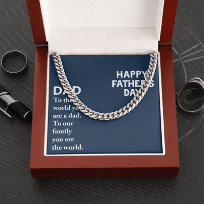 Dad - to the world you are a Dad Cuban Chain Necklace, Father Necklace Father's Day Gift, Christian Gift For Dad, Father Son Necklace - Serbachi