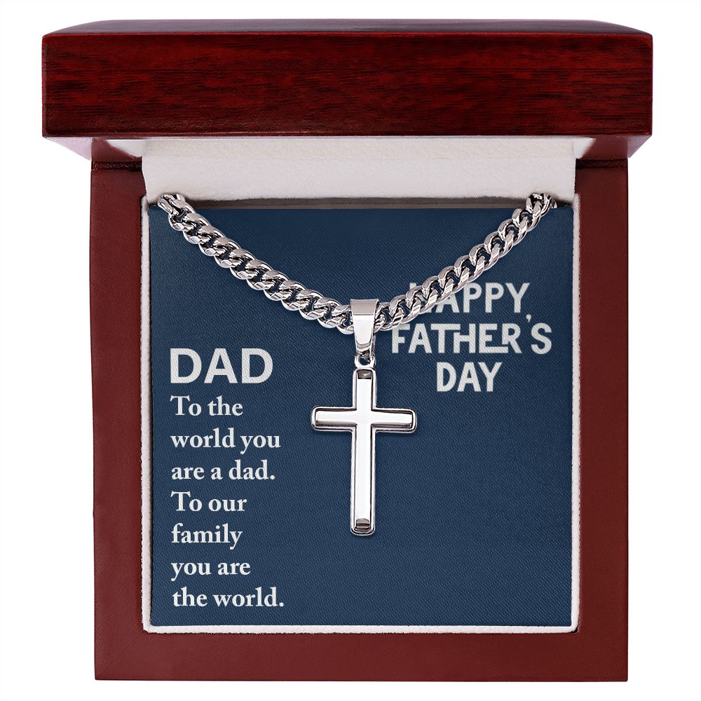 Dad - to the world you are a Personalized Dad Cross Necklace, Father Necklace Father's Day Gift, Christian Gift For Dad, Father Son Necklace - Serbachi