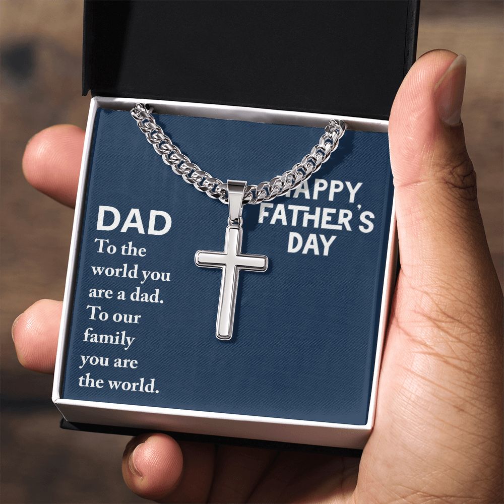 Dad - to the world you are a Personalized Dad Cross Necklace, Father Necklace Father's Day Gift, Christian Gift For Dad, Father Son Necklace - Serbachi