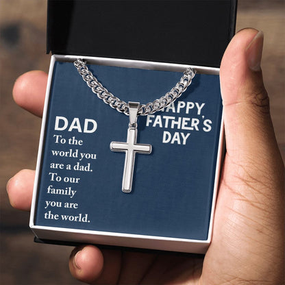 Dad - to the world you are a Personalized Dad Cross Necklace, Father Necklace Father's Day Gift, Christian Gift For Dad, Father Son Necklace - Serbachi