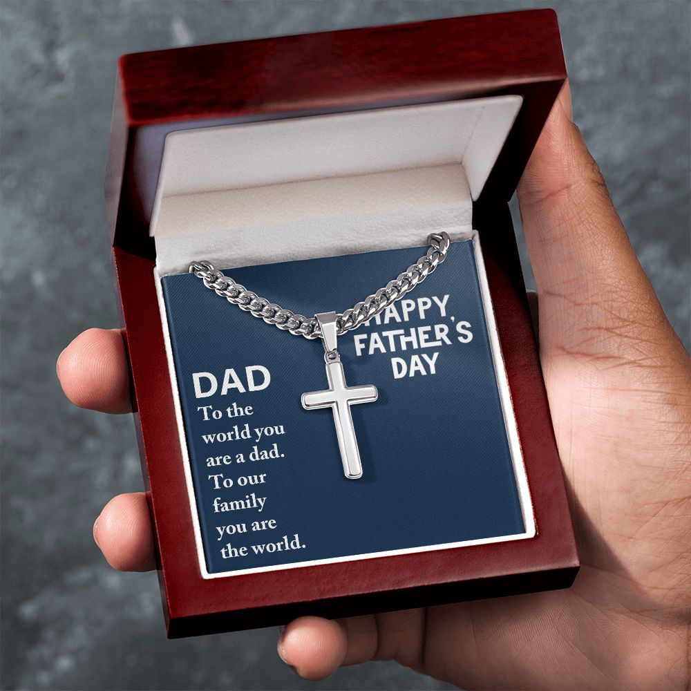 Dad - to the world you are a Personalized Dad Cross Necklace, Father Necklace Father's Day Gift, Christian Gift For Dad, Father Son Necklace - Serbachi