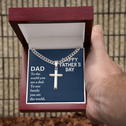 Dad - to the world you are a Personalized Dad Cross Necklace, Father Necklace Father's Day Gift, Christian Gift For Dad, Father Son Necklace - Serbachi