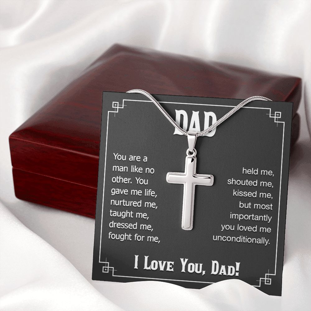 dad - you are a man like no other Dad Cross Necklace, Father Cross Necklace Father's Day Gift, Christian Gift For Dad, Father Son Cross Necklace - Serbachi