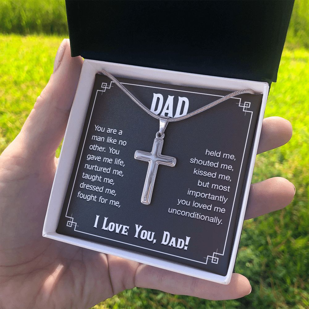 dad - you are a man like no other Dad Cross Necklace, Father Cross Necklace Father's Day Gift, Christian Gift For Dad, Father Son Cross Necklace - Serbachi