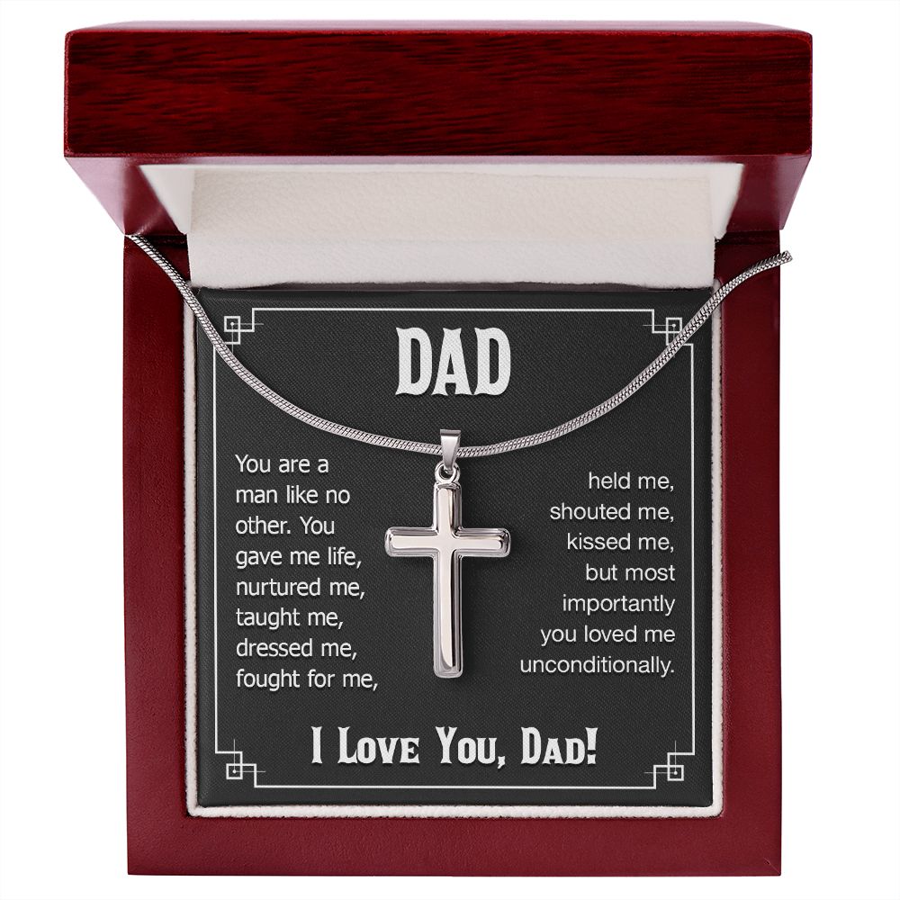 dad - you are a man like no other Dad Cross Necklace, Father Cross Necklace Father's Day Gift, Christian Gift For Dad, Father Son Cross Necklace - Serbachi