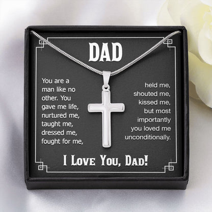 dad - you are a man like no other Dad Cross Necklace, Father Cross Necklace Father's Day Gift, Christian Gift For Dad, Father Son Cross Necklace - Serbachi