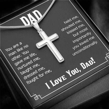 dad - you are a man like no other Dad Cross Necklace, Father Cross Necklace Father's Day Gift, Christian Gift For Dad, Father Son Cross Necklace - Serbachi