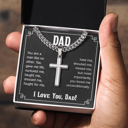 dad - you are a man like no other Dad Cross Necklace, Father Necklace Father's Day Gift, Christian Gift For Dad, Father Son Cross Necklace - Serbachi