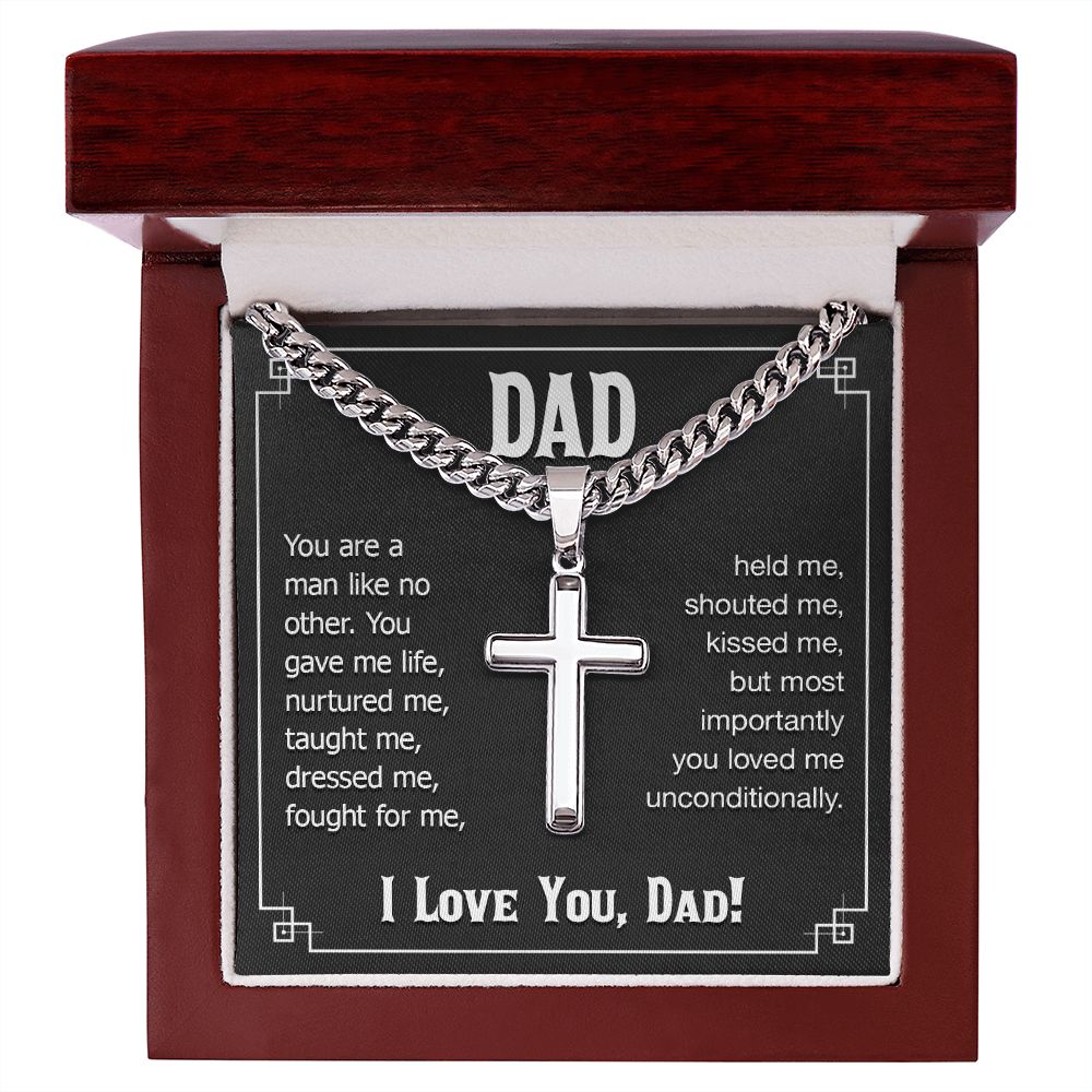 dad - you are a man like no other Dad Cross Necklace, Father Necklace Father's Day Gift, Christian Gift For Dad, Father Son Cross Necklace - Serbachi