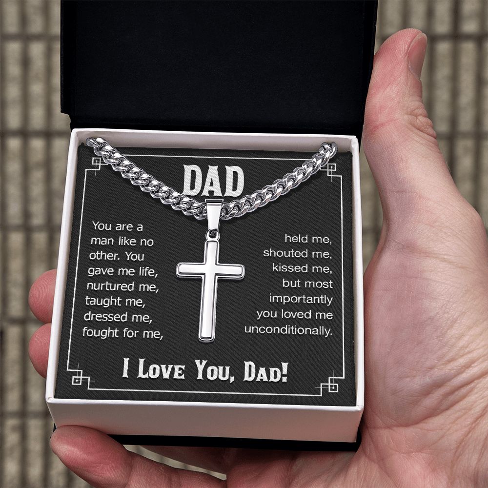 dad - you are a man like no other Dad Cross Necklace, Father Necklace Father's Day Gift, Christian Gift For Dad, Father Son Cross Necklace - Serbachi