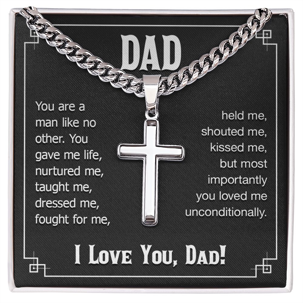 dad - you are a man like no other Dad Cross Necklace, Father Necklace Father's Day Gift, Christian Gift For Dad, Father Son Cross Necklace - Serbachi