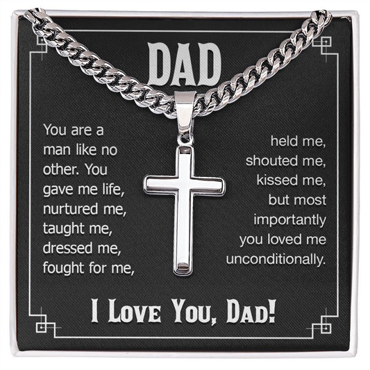 dad - you are a man like no other Dad Cross Necklace, Father Necklace Father's Day Gift, Christian Gift For Dad, Father Son Cross Necklace - Serbachi