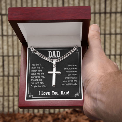 dad - you are a man like no other Dad Cross Necklace, Father Necklace Father's Day Gift, Christian Gift For Dad, Father Son Cross Necklace - Serbachi