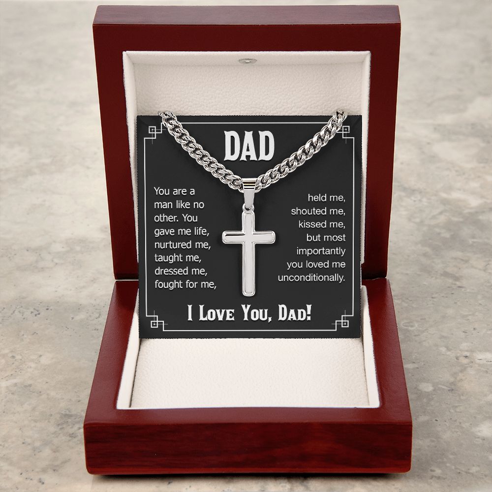 dad - you are a man like no other Dad Cross Necklace, Father Necklace Father's Day Gift, Christian Gift For Dad, Father Son Cross Necklace - Serbachi