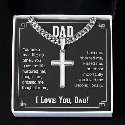 dad - you are a man like no other Dad Cross Necklace, Father Necklace Father's Day Gift, Christian Gift For Dad, Father Son Cross Necklace - Serbachi