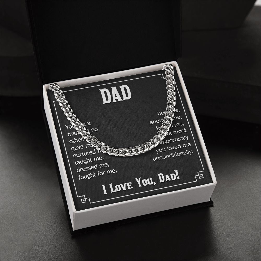 dad - you are a man like no other Dad Cuban Chain Necklace, Father Necklace Father's Day Gift, Christian Gift For Dad, Father Son Necklace - Serbachi