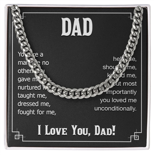 dad - you are a man like no other Dad Cuban Chain Necklace, Father Necklace Father's Day Gift, Christian Gift For Dad, Father Son Necklace - Serbachi