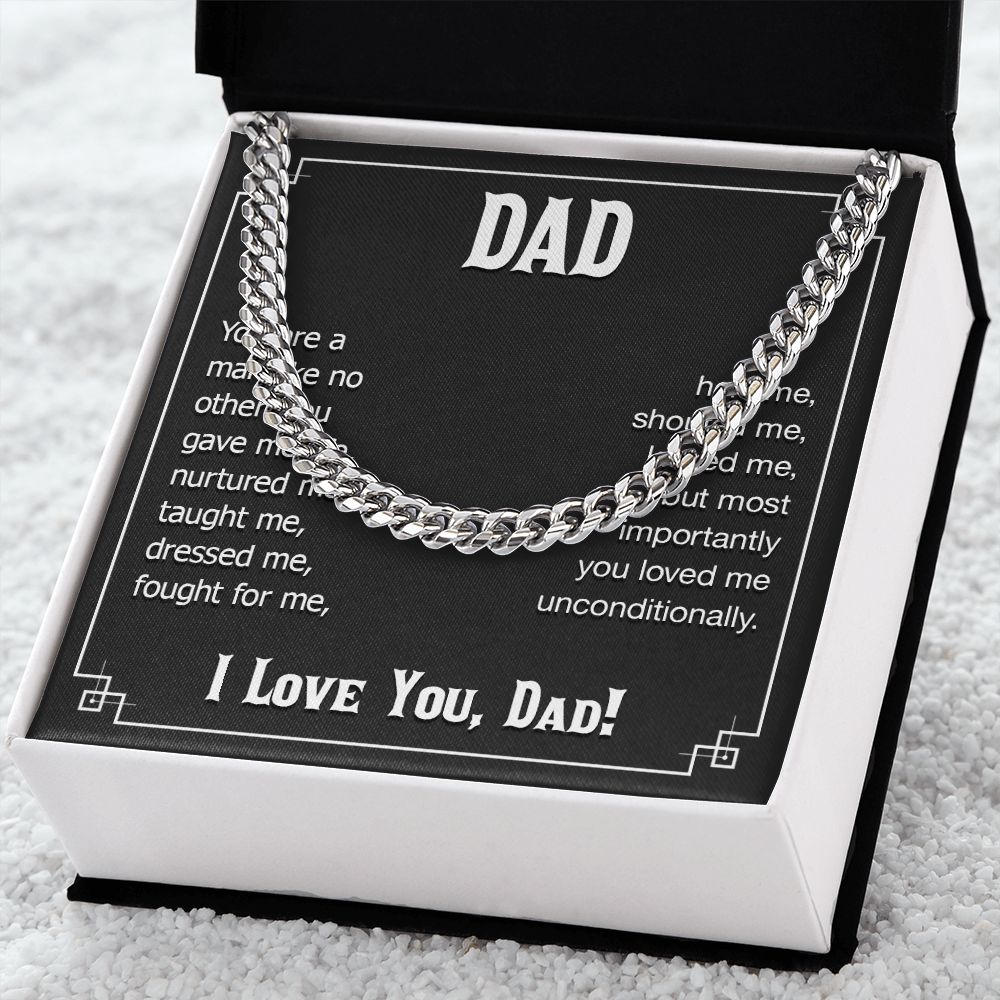 dad - you are a man like no other Dad Cuban Chain Necklace, Father Necklace Father's Day Gift, Christian Gift For Dad, Father Son Necklace - Serbachi